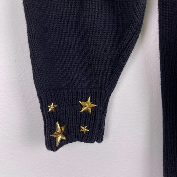 Vintage Suzy T Western Fringe Black Ribbed Star Studded Sweater Women's Medium - Picture 4 of 9